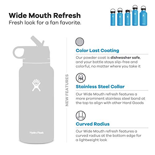 Hydro Flask Wide Mouth Straw Lid Stainless Steel Reusable Water