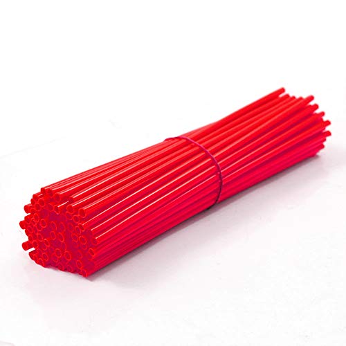 72Pcs Universal Spoke Skins Coversï¼ŒWheel Spoke Wraps Skins Pipe Trim Decoration Protector For Motorcycle Dirt Bike Yamaha Honda BMW Suzuki Kawasaki(red)