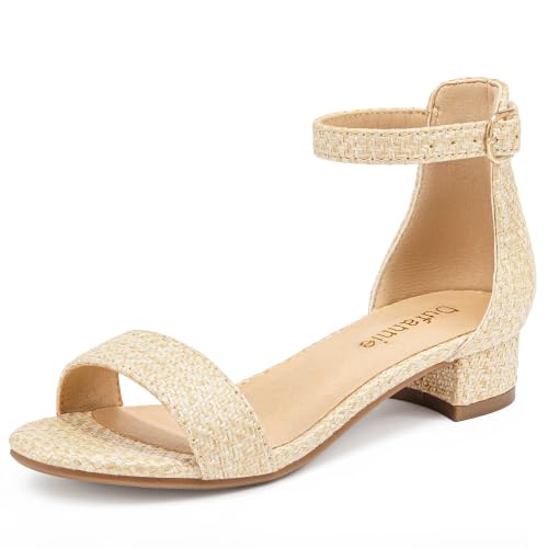 Dufannie Girls Tan Heels Dress Shoes