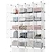 KOUSI Portable Storage Cubes-14 x14 Cube (20 Cubes)-More Stable (add Metal Panel) Cube Shelves with Doors, Modular Bookshelf Units，Clothes Storage Shelves，Room Organizer for Cubby Cube