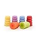 6 Rainbow Colored Wine and Beverage Bottle Stoppers - Fun, Reusable, Recyclable Silicone Wine Stopper Set