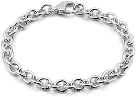 Amazon.com: Solid 925 Sterling Silver 8.5mm Beveled Curb Link