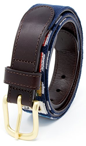 Beer Can Needlepoint Men's Belt Hand-stitched Using Top Quality Cotton on Full Grain Leather Backing (Size 42)