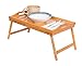 BirdRock Home Bamboo Lap Desk Bed Tray | Handles | Foldable Breakfast Serving Tray | Pull Down Legs | Laptop Stand | Natural