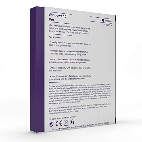 Windows 10 Pro 64 bit USB Flash Drive English 1 PC Windows 10