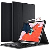 IVSO Keyboard Case for ipad pro 12.9 2018 - Detachable Wireless Keyboard Front Prop Stand Case [Apple Pencil Charging Slot Supported] Fit for Apple ipad pro 12.9 2018 (Black)