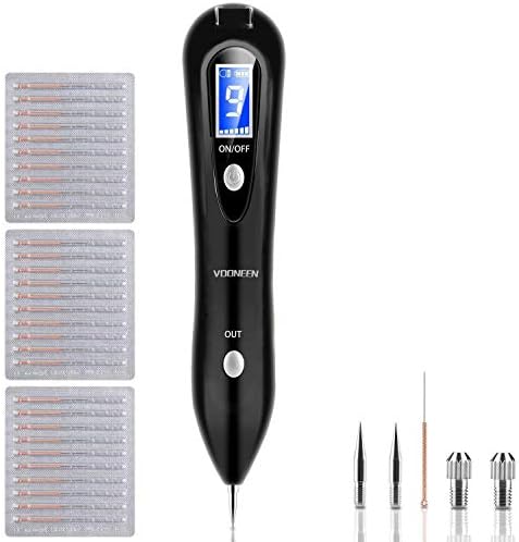 Skin Tags Remover Pen, VOONEEN Mole Remover with 9 Strength Levels &LED Spotlight, Portable Rechargeable Skin Tag Removal Pen for Wart, Freckle, Nevus, Dark Spot and Small Tattoo (Black)