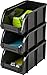 IRIS Medium Stacking Bin, 8 Pack, Black