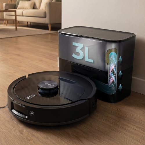 Robot Aspirapolvere e Lavapavimenti Base Autosvuotamento Conga Y90 Dark. Navigazione Laser, 25000Pa, Auton. 240min, Spazzola Silicone Pet, Sacco 3L, Bluetooth WiFi, App, Pulizia Senza Pensieri
