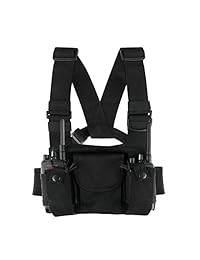 Estuche para arneses con radios de 2 vías con bolsas frontales y bolsa con cremallera para accesorios de walkie talkies universales