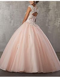 CharmingBridal Vestido de baile de graduación con cuello alto y encaje