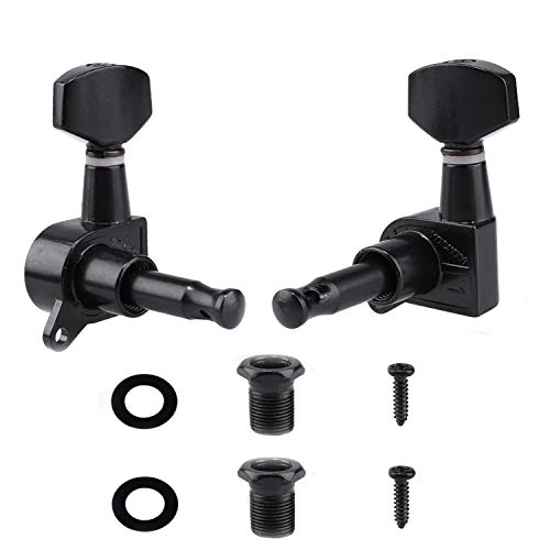 Electric Guitar String Tuning Pegs 6PCS Sealed Machine Head Right Hand Tuners for Electric Guitar, Black - Thumbnail 4