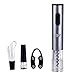 Electric Wine Opener, Stainless Steel Cordless Electric Corkscrew with Removable Foil Cutter, Vacuum Stopper and Pourer-Premium Accessories Gifts for Wine Lovers (Silver grey)