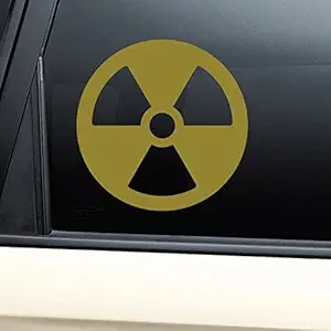 Radioactive Nuclear Fallout Radiation Warning Vinyl Decal Laptop Car Truck Bumper Window Sticker - Metallic Gold Matte
