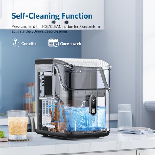 COWSAR Nugget Ice Makers Countertop, Soft Chewable Crushed Ice Maker Machine, Portable Pebble Ice Maker Countertop, 34Lbs/Day, Self-Cleaning, One-Button Operation Ice Machine for Home Kitchen Party