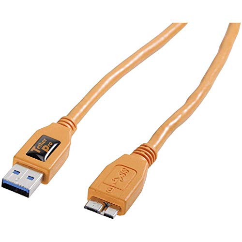 TetherPro USB 3.0 SuperSpeed Micro-B Cable, 15 feet, High-Visibility Orange (Certified Refurbished)