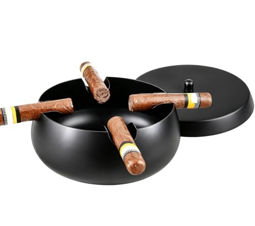 Extra Large Cigar Ashtray with Lid For Outdoors Indoors Outside Patio Home