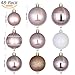 Sea Team 48 Pieces of Assorted Christmas Ball Ornaments Shatterproof Seasonal Decorative Hanging Baubles Set with Reusable Hand-held Gift Package for Holiday Xmas Tree Decorations, Rose Gold