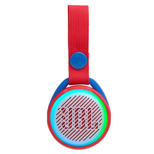JR POP JBL – Enceinte portable pour enfants – Bluetooth & Waterproof – Avec modes lumineux multicolores & autocollants – Autonomie 5 hrs – Rouge