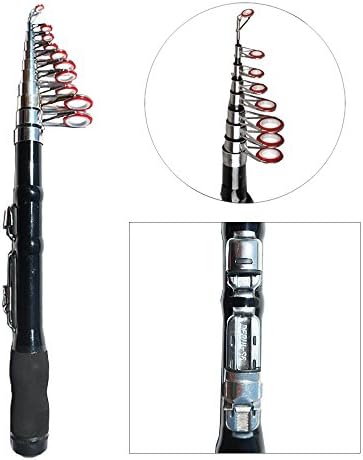 CHOLER Cool Black Metal Carbon Fiber Fishing Rods Pocket Fishing Pole for Outdoor Sport, Travel, The Sea/Freshwater Fishing Rod