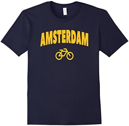 Mens Amsterdam Netherlands Holland Bicycle T-Shirt Medium Navy