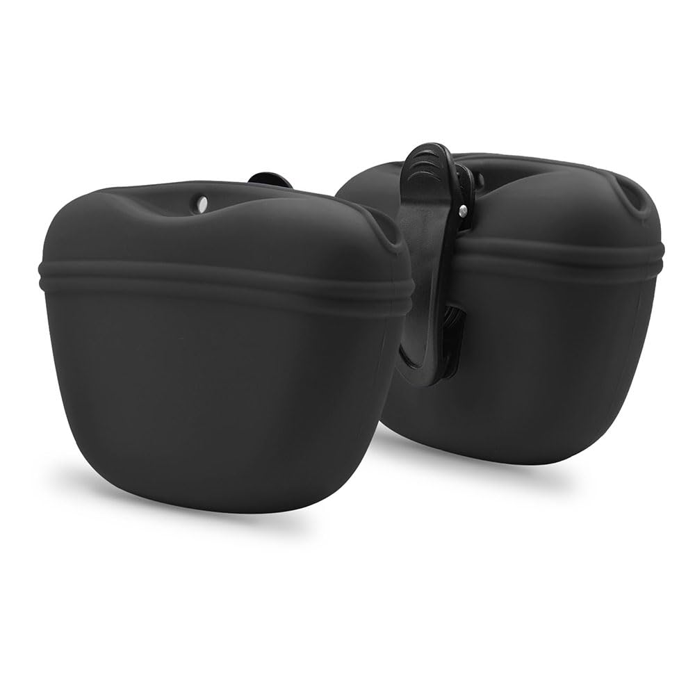 AUDWUD Silicone Dog Treat Pouch,Clip on Portable Training Container,Convenient Magnetic Buckle Closing and Waist Clip,No BPA