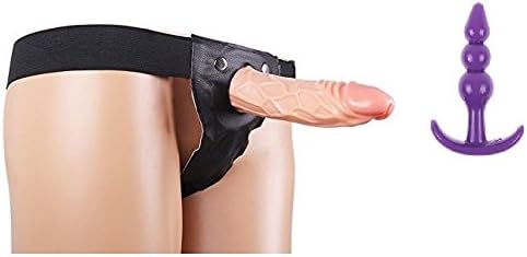 Strap On Toy for Him and Her Couples Hollow Vibe Perfect Tool Adjustable Harness 6 Inch with Purple Anus Butt Plug Massager Toy