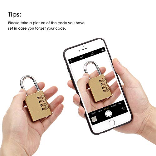 2 Pack Large & Small Combination Lock, Tiberham 4 Digit Padlock for Gym & Sports Locker, Fence, Toolbox, Cabinet, Hasp Storage, Heavy-duty Anti-Rust Keyless Resettable Combo with 3 Digit Mini 1-Pack - Thumbnail 7