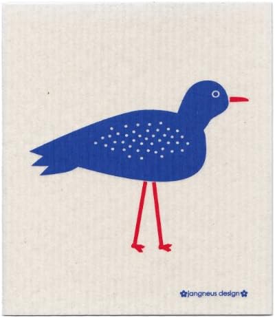 JANGNEUS Swedish Dishcloths/Sponge Cloths: Packs of 3 Different Dark Blue + RED Designs (3 RED/Blue: Bird/Doodle/Dogs)
