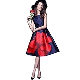 Buenos Ninos Women's Sleeveless Flower Printed Vintage Cocktail Flare Dresses