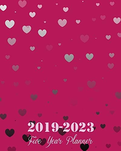2019-2023 Five Year Planner: Pink Heart Cover, 8" x 10" Five Year 2019-2023 Calendar Planner, Monthly Calendar Schedule Organizer (60 Months Calendar Planner) With Holidays and inspirational Quotes