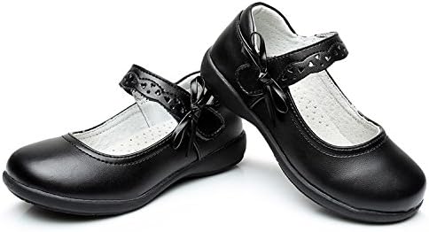 WQINSHOE Girl's PU Leather Oxford School Uniform Dress Outdoor Shoes Mary Jane Flat(Toddler/Little Kid/Big Kid)
