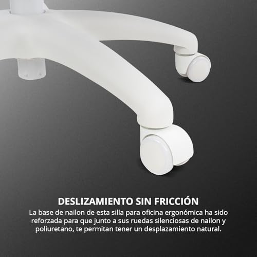 DRAIR35 – Cadeira ergonómica de escritório e secretária em casa com malha elástica respirável, reclinável a 90-120°, apoio de cabeça e braços dobráveis, suporta até 120 kg, cinzento-branco