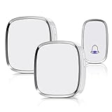 Wireless Doorbell Waterproof Chime Kit Operated over 1000ft with 1 Remote Push Button Battery Included and 2 Plug-in Receivers 36 Chimes for Office and Home