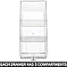 mDesign Plastic Kitchen Pantry, Cabinet, Countertop Organizer Storage Station with 3 Drawers for Coffee, Tea, Sugar Packets, Sweeteners, Creamers, Drink Pods, Packets - 3 Sections - Clear