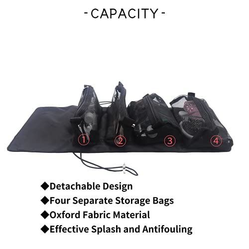 OSTKAKA Nylon Makeup Bag for Women， Small Travel Cosmetic Bag Makeup Pouch ，Zipper Toiletries Bag for Women (Black-B)