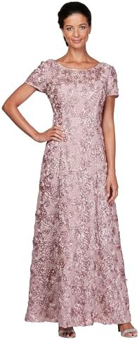 alex evenings rose gold dress Alex Evenings Womens Embellished Soutache Evening Dress Beige 8