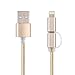 USB Cable 2 in 1 Lightning Cable 3.3FT/1M Nylon Braided Sync iphone charger for iPhone, iPad /iPod, Samsung, Nexus, Nokia, Sony and more
