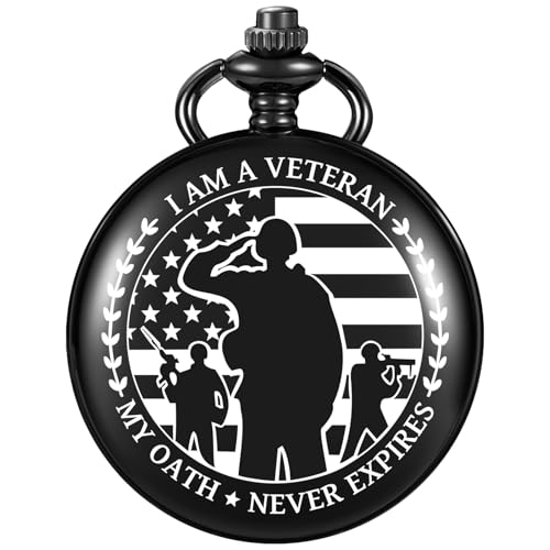 Tiong Gifts for Veterans,Pocket Watch for Veterans with Chain,Best Veterans Day Gifts