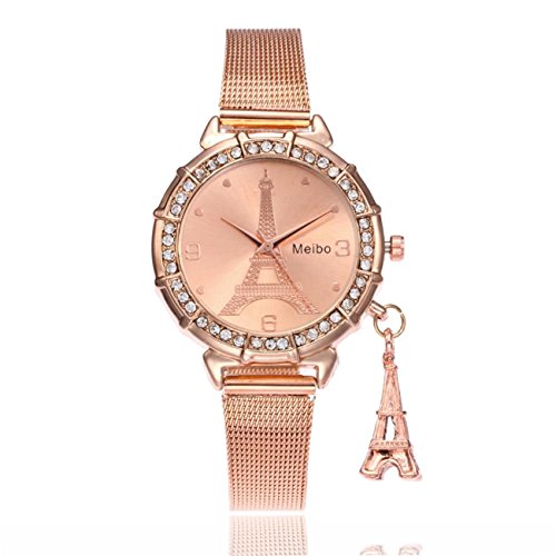 Wrist Watch Fashion Women Eiffel Tower Stainless Steel Quartz (Rose Gold)