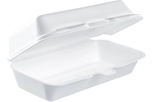 DART 72HT1 Hot Dog Foam Hinged Container, 7.13 X 3.75 in (Case of 500) White