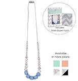 Goobie Baby Madison Silicone Teething Necklace for Mom to Wear, Safe BPA Free Beads to Chew - Light Blue/Marble