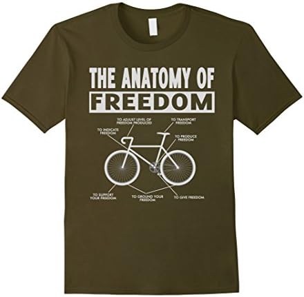Mens The Anatomy of Freedom T-shirt Bicycle shirt Large Olive