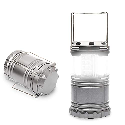 iOutdoor Products Small Camping Lantern for Kids/Women/Men One Pack with Super Bright LED Bulbs, Portable Flashlight,Survival Kit for Emergency, Hurricane, Outage(Batteries not Included) (Gray)