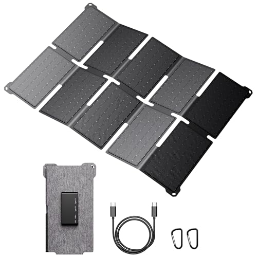 BigBlue Portable Solar Charger 35W with Fast Charging USB-A and PD 25W USB-C for Camping and Hiking, 0.7kg, IP68 Waterproof, Foldable Solar Charger for iPhone/Android, iPad, Powerbank