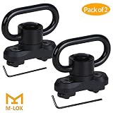 GoldCam M-lok QD Sling Mount Sling Swivel, 2 Pack Quick Detach/Release 1.25" Push Button QD Sling Swivels Mount Adapter Base Attachment for Mlok HandGuard - Black