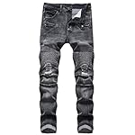 Men’s Distressed Slim Fit Biker Jeans Stretched  Denim Pants www.denim.fit