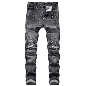 Men’s Distressed Slim Fit Biker Jeans Stretched  Denim Pants www.denim.fit
