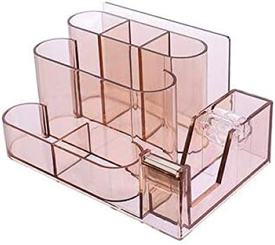 Transparent Stationery Storage Box Creative Office Desktop Storage Box Plastic Compartment Pen Holder Office Supplies Pink