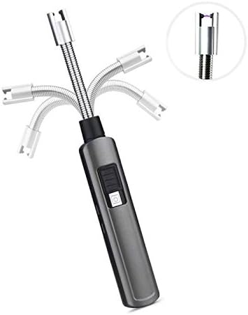 PHONEYESONG Flexible Electric Plasma Lighter Rechargeable Long Candle Lighter Zinc Alloy Body/Flameless/ Windproof/ Safety Arc Lighter for Gas Stove, BBQ, Camping